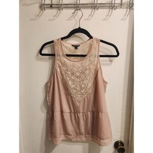 American Eagle Outfitters Pink Lace Blouse